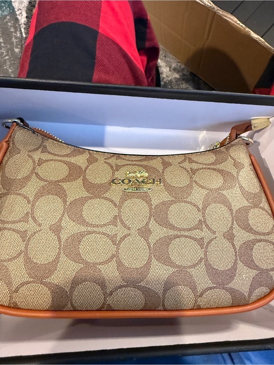 Coach Handbags - Coach Signature Canvas Shoulder Bag in Tan and Brown